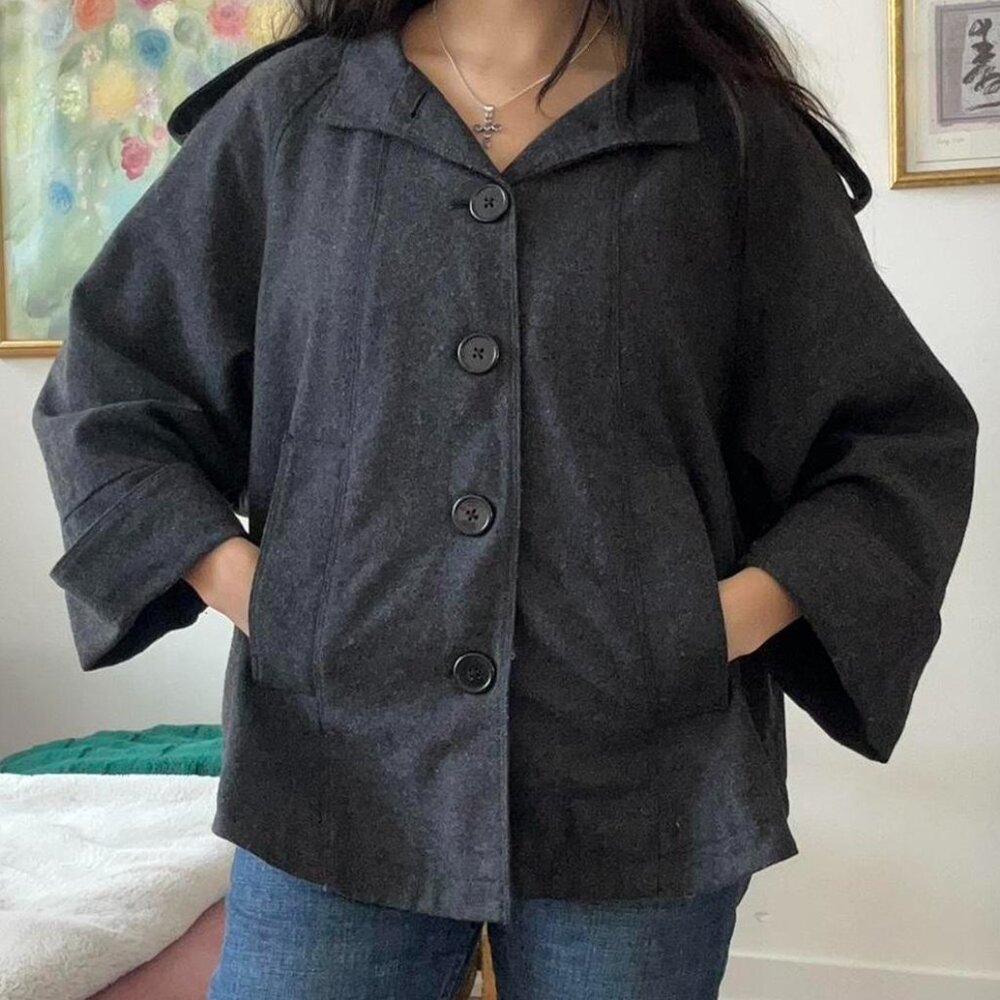 Wool Poncho Cape Jacket 